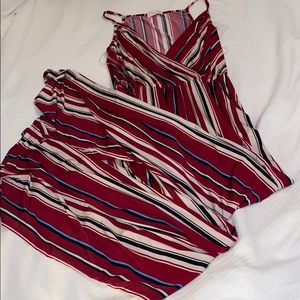 Pink lily striped jumpsuit